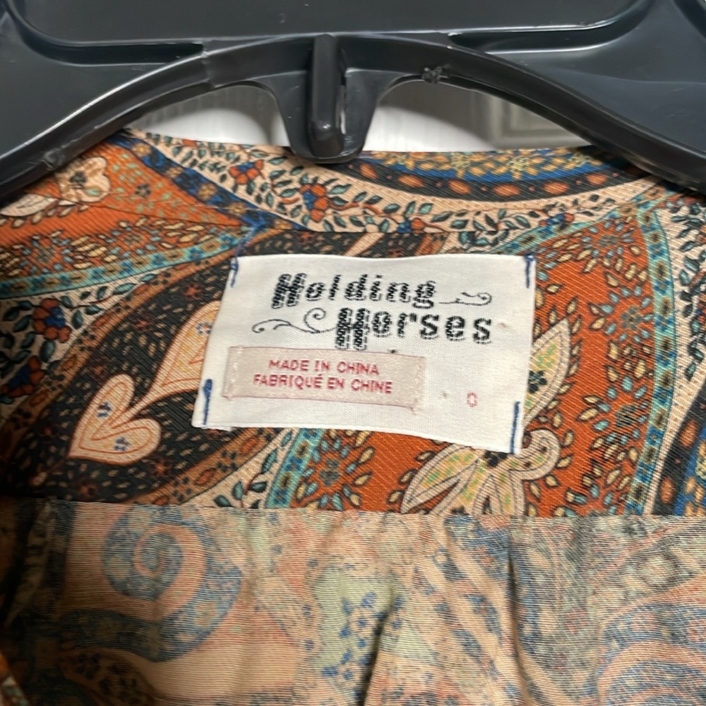 Holding horses paisley short sleeve button up mini dress Anthropologie - Picture 3 of 4